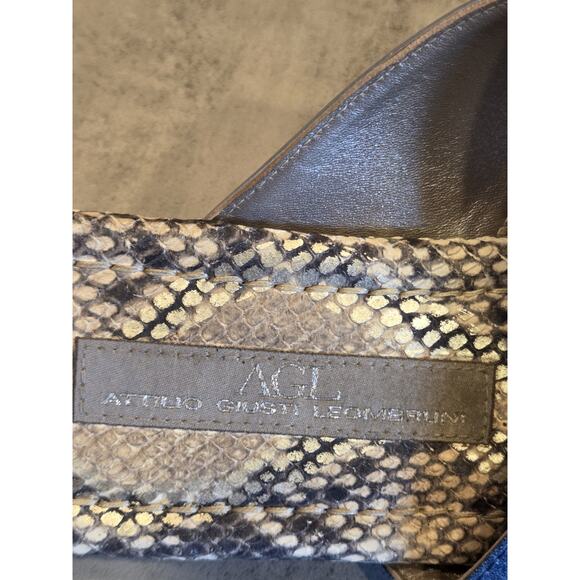 Attilio Giusti Leombruni AGL Denim & Snakeskin Sandal, Toe Loop Slide | 8.5 EUC - Picture 8 of 11